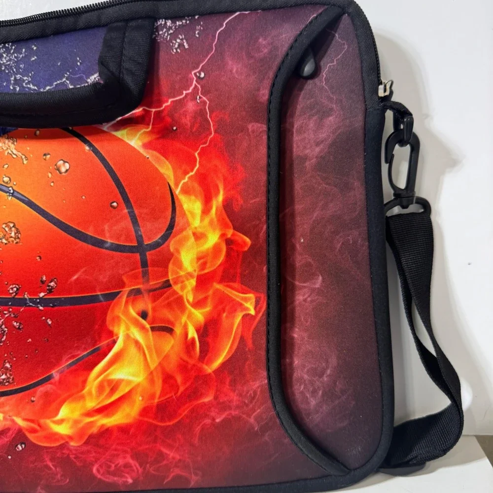Richen Basketball Fire and Ice Laptop Bag Sleeve Case 15 in Black Neoprene